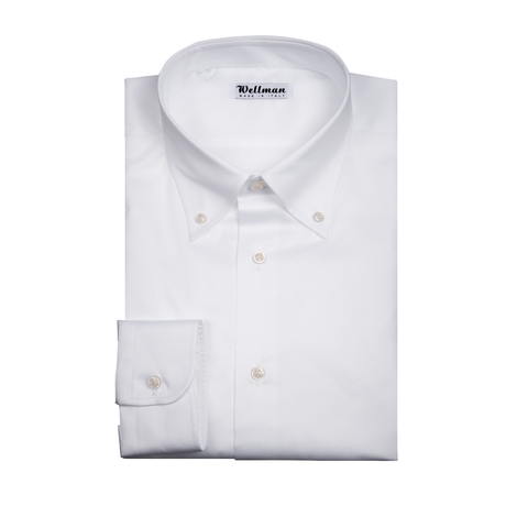 Мъжка риза WELLMAN - бяла, яка с копчета